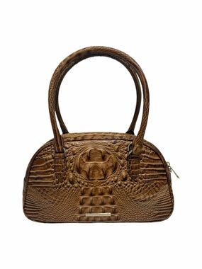 Brahmin Reptile Tan/Brown Leather Satchel Handbag
